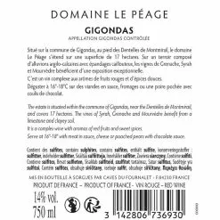 Meilleur prix ❤️ Domaine Le Peage, 2021 - Gigondas AOP - Rouge - 75 cl 👍 -Vins Rouges Soldes 3142806736930 2