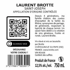 Offres ⭐ Laurent Brotte, 2021 - Saint-Joseph AOP - Rouge - 75 cl ✔️ -Vins Rouges Soldes 3217661023911 2