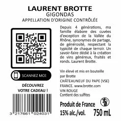 Le moins cher ✨ Laurent Brotte, 2020 - Gigondas AOP - Rouge - 75 cl 🛒 -Vins Rouges Soldes 3217661024031 2