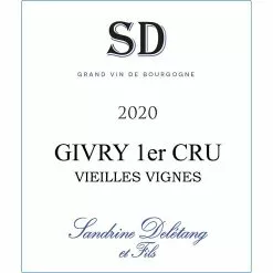 Nouveau 🛒 Sandrine Deletang & Fils Vieilles Vignes, 2020 - Givry 1er Cru AOP - Rouge - 75 cl ⌛ -Vins Rouges Soldes 3219850059138 3