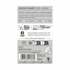 Bon marché 💯 Baron D'Albret, 2020 - Buzet AOP - Rouge - 75 cl ❤️ -Vins Rouges Soldes 3231230216030 2