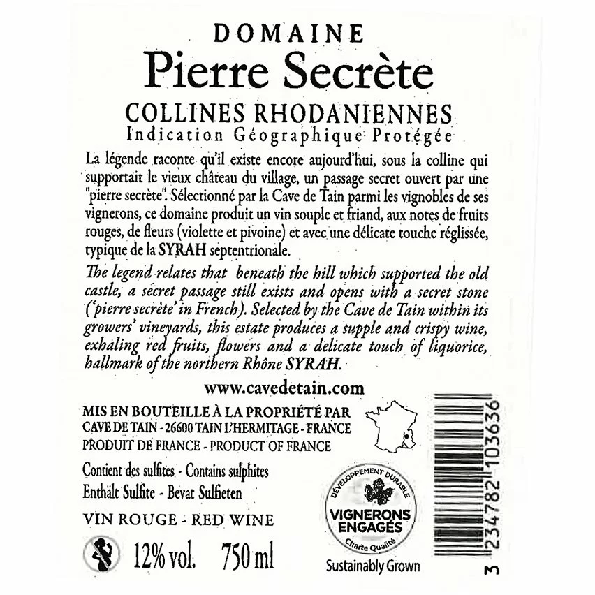 Remise 👏 Cave de Tain Domaine Pierre Secrète, 2020 - Collines Rhodaniennes IGP - Rouge - 75 cl 🔔 4 Remise 👏 Cave de Tain Domaine Pierre Secrète, 2020 - Collines Rhodaniennes IGP - Rouge - 75 cl 🔔 – Image 2