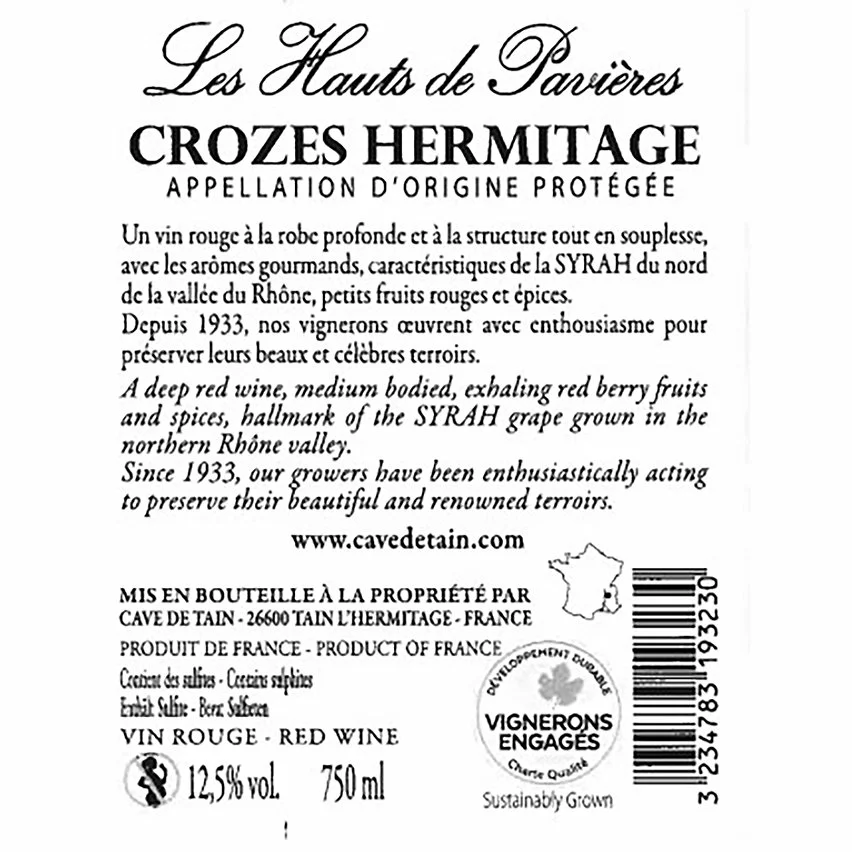 Grosses soldes ✔️ Cave de Tain Les Hauts de Pavières, 2021 - Crozes-Hermitage AOP - Rouge - 75 cl ⌛ 4 Grosses soldes ✔️ Cave de Tain Les Hauts de Pavières, 2021 - Crozes-Hermitage AOP - Rouge - 75 cl ⌛ – Image 2
