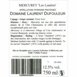 Nouveau ⭐ Domaine Laurent Dufouleur Les Louères, 2021 - Mercurey AOP - Rouge - 75 cl 🛒 -Vins Rouges Soldes 3259663039262 2