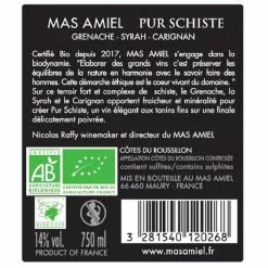 Remise ✔️ Mas Amiel Pur Schiste BIO, 2020 - Côtes-du-Roussillon AOP - Rouge - 75 cl 😉 -Vins Rouges Soldes 3281540120268 2 1