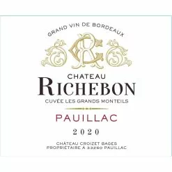 Tout neuf 🧨 Château Richebon Les Grands Monteils, 2020 - Pauillac AOP - Rouge - 75 cl 🥰 -Vins Rouges Soldes 3292145067209 3