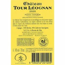 Coupon ❤️ Château Tour Léognan, 2020 - Pessac-Léognan AOP - Rouge - 75 cl 😍 -Vins Rouges Soldes 3330252201205 2