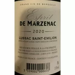 Offres ✨ Esprit De Marzenac, 2020 - Lussac-Saint-Emilion AOP - Rouge - 75 cl ⌛ -Vins Rouges Soldes 3339002000600 2