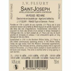 Tout neuf ⌛ J. V. Fleury, 2019 - Saint-Joseph AOP - Rouge - 75 cl 👍 -Vins Rouges Soldes 3340060901020 2