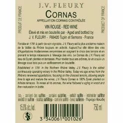 Meilleure affaire 💯 J. V. Fleury, 2019 - Cornas AOP - Rouge - 75 cl 😍 -Vins Rouges Soldes 3340061001026 2