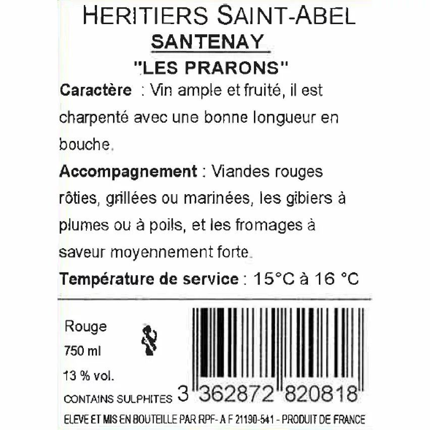 Promo 😉 Héritiers Saint-Abel Prarons, 2018 - Santenay A.O.P. - Rouge - 75 cl 😍 4 Promo 😉 Héritiers Saint-Abel Prarons, 2018 - Santenay A.O.P. - Rouge - 75 cl 😍 – Image 2