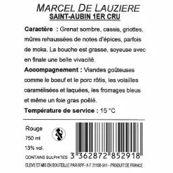 Coupon ⌛ Marcel de Lauzière, 2019 - Saint-Aubin 1er Cru AOP - Rouge - 75 cl 👍 -Vins Rouges Soldes 3362872852918 2