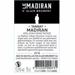 Top 10 🤩 Le Madiran d'Alain Brumont, 2018 - Madiran A.O.P. - Rouge - 75 cl ⭐ -Vins Rouges Soldes 3372220000731 2