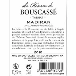 Meilleure affaire ⭐ La Réserve du Bouscassé , 2018 - Madiran AOP - Rouge - 75 cl 😀 -Vins Rouges Soldes 3372220160725 2