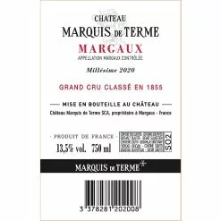 Budget 🥰 Château Marquis de Terme, 2020 - Margaux AOP - Rouge - 75 cl ✨ -Vins Rouges Soldes 3378281202008 2