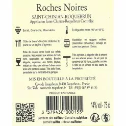 Top 10 🤩 Roches Noires, 2019 - Saint-Chinian AOP - Rouge - 75 cl ✨ -Vins Rouges Soldes 3379430000155 2