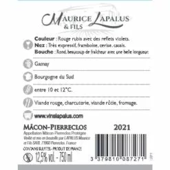 De gros ⌛ Maurice Lapalus & Fils, 2021 - Mâcon Pierreclos AOP - Rouge - 75 cl ❤️ -Vins Rouges Soldes 3379810087271 2