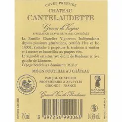 Remise ⭐ Château Cantelaudette Prestige, 2019 - Graves de vayres AOC - Rouge - 75 cl ✨ -Vins Rouges Soldes 3397254990063 2