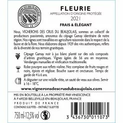 Offres ⌛ Vignerons des Crus du Beaujolais La Côte Sableuse, 2021 - Fleurie AOP - Rouge - 75 cl 🛒 -Vins Rouges Soldes 3436730011073 2
