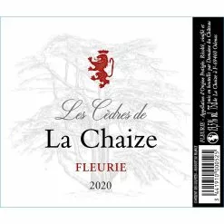 Nouveau ❤️ Les Cèdres de la Chaize, 2020 - Fleurie AOP - Rouge - 75 cl 😀 -Vins Rouges Soldes 3441910000525 3