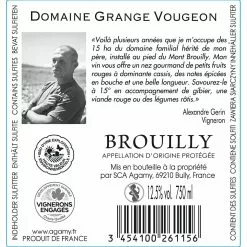 Bon marché 🌟 Domaine de la Grange Vougeon Signé Vignerons, 2021 - Brouilly AOP - Rouge - 75 cl 🔥 -Vins Rouges Soldes 3454100261156 2