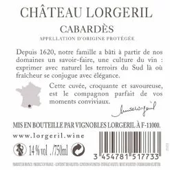 Meilleur prix ❤️ Château Lorgeril, 2020 - Cabardès AOP - Rouge - 75 cl 🔥 -Vins Rouges Soldes 3454781517733 2