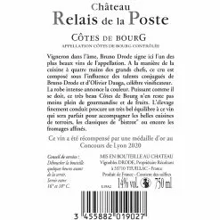 Top 10 🔔 Château Relais de la Poste, 2019 - Côtes de Bourg AOP - Rouge - 75 cl ✔️ -Vins Rouges Soldes 3455882019027 2