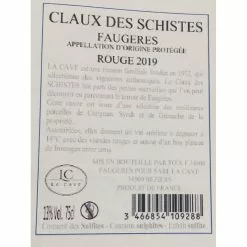 Acheter ❤️ Claux des Schistes, 2019 - Faugères AOP - Rouge - 75 cl ✨ -Vins Rouges Soldes 3466854109288 2