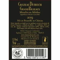 Meilleure affaire 🛒 Château Dutruch Grand Poujeaux, 2019 - Moulis ou Moulis-en-Médoc A.O.C. - Rouge - 75 cl 🎉 -Vins Rouges Soldes 3482150211197 2