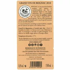 Tout neuf 🛒 Magnum Grand Vin De Reignac, 2018 - Bordeaux Supérieur AOP - Rouge - 1.5 L ⌛ -Vins Rouges Soldes 3492744150184 2