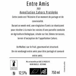 Remise 🔥 Entre Amis BIO, 2021 - Cahors AOP - Rouge - 75 cl ✨ -Vins Rouges Soldes 3496970000008 2