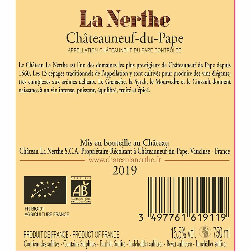 Le moins cher ✨ Cabouate de la Nerthe BIO, 2019 - Châteauneuf-du-Pape AOP - Rouge - 75 cl ⭐ 4 Le moins cher ✨ Cabouate de la Nerthe BIO, 2019 - Châteauneuf-du-Pape AOP - Rouge - 75 cl ⭐ – Image 2