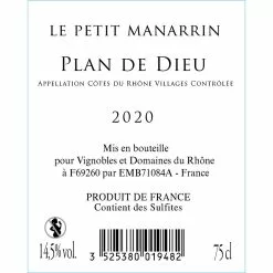 Offres 😍 Le Petit Manarrin BIO, 2020 - Côtes du Rhône Villages Plan de Dieu AOP - Rouge - 75 cl 💯 -Vins Rouges Soldes 3525380019482 2