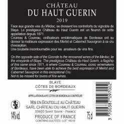 Bon marché 👏 Château du Haut Guérin, 2019 - Côtes de Blaye AOP - Rouge - 75 cl ⌛ -Vins Rouges Soldes 3700387097002 2