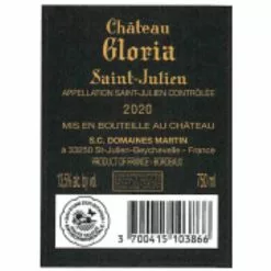 Vente flash 😉 Château Gloria, 2020 - Saint-Julien AOP - Rouge - 75 cl 🎉 -Vins Rouges Soldes 3700415103866 2