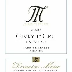 Tout neuf ✔️ Domaine Masse En Veau Vieilles Vignes, 2020 - Givry 1er Cru AOP - Rouge - 75 cl 🛒 -Vins Rouges Soldes 3700558833507 3