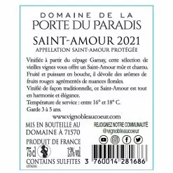 Le moins cher 🛒 Domaine de La Porte du Paradis Cœur De Paradis, 2021 - Saint-Amour AOP - Rouge - 75 cl 🔥 -Vins Rouges Soldes 3760014281686 2