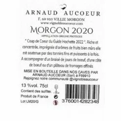 Promo 🛒 Arnaud Aucoeur, 2020 - Morgon AOP - Rouge - 75 cl ⭐ -Vins Rouges Soldes 3760014282348 2