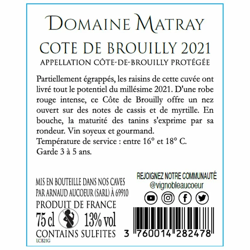 Remise ⌛ Domaine Matray Les Terres Bleues, 2021 - Côte de Brouilly AOP - Rouge - 75 cl ✔️ 4 Remise ⌛ Domaine Matray Les Terres Bleues, 2021 - Côte de Brouilly AOP - Rouge - 75 cl ✔️ – Image 2