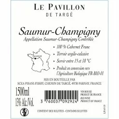 Vente flash ✔️ Magnum Le Pavillon de Targé, 2019 - Saumur-Champigny AOP - Rouge - 150 cl 🎁 -Vins Rouges Soldes 3760037092924 2