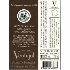 Remise 👍 Domaine Ventajol, 2021 - Côtes du Rhône AOP - Rouge - 75 cl ⌛ -Vins Rouges Soldes 3760050860333 2