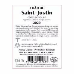 Top 10 ✔️ Château Saint-Justin, 2020 - Côtes de Bourg AOP - Rouge - 75 cl 👏 -Vins Rouges Soldes 3760062592833 2