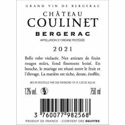 De gros 🛒 Château Coulinet, 2021 - Bergerac AOP - Rouge - 75 cl 👏 6 De gros 🛒 Château Coulinet, 2021 - Bergerac AOP - Rouge - 75 cl 👏 -Vins Rouges Soldes 3760077982568 2