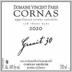 Remise 👏 Domaine Vincent Paris Granit 30, 2020 - Cornas AOP - Rouge - 75 cl 🔥 -Vins Rouges Soldes 3760087510317 3