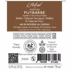Grosses soldes ⌛ Astral de Château Puybarbe, 2019 - Côtes de Bourg AOP - Rouge - 75 cl ⭐ -Vins Rouges Soldes 3760095871462 2