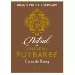 Grosses soldes ⌛ Astral de Château Puybarbe, 2019 - Côtes de Bourg AOP - Rouge - 75 cl ⭐ -Vins Rouges Soldes 3760095871462 3