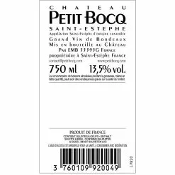 Meilleure vente 🥰 Château Petit Bocq , 2020 - Saint-Estèphe AOP - Rouge - 75 cl 💯 -Vins Rouges Soldes 3760109920049 2
