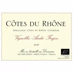 Meilleur prix 🔥 Vignobles André Farjon BIO, 2020 - Côtes du Rhône AOP - Rouge - 75 cl 🔔 -Vins Rouges Soldes 3760166193103 3