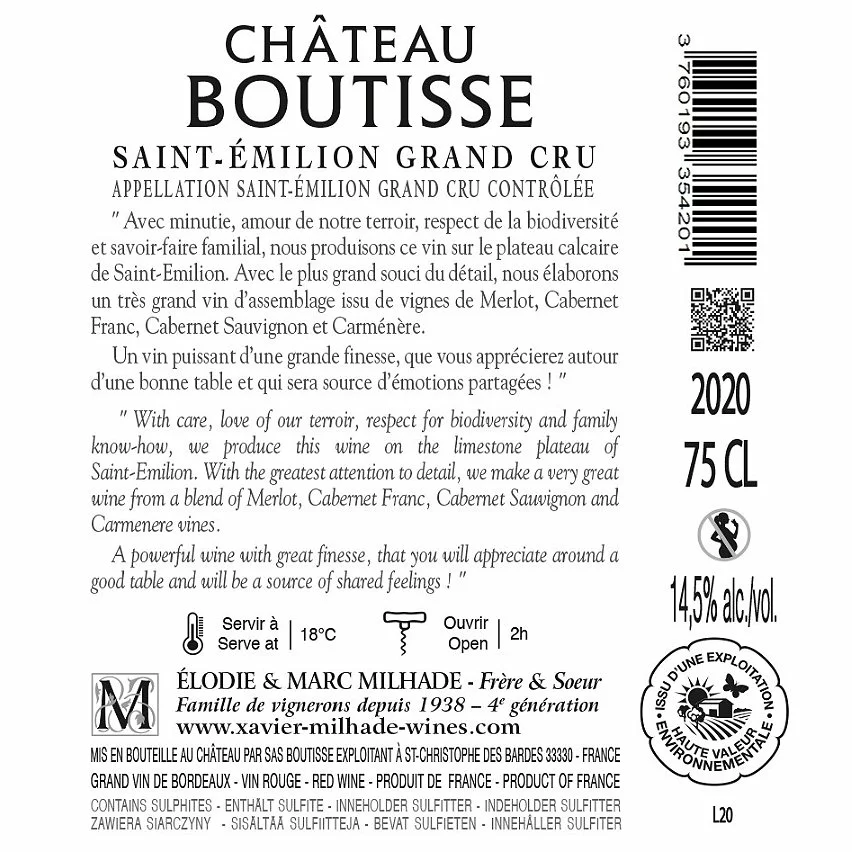 Bon marché ✨ Château Boutisse, 2020 - Saint-Emilion Grand Cru AOP - Rouge - 75 cl ⌛ 4 Bon marché ✨ Château Boutisse, 2020 - Saint-Emilion Grand Cru AOP - Rouge - 75 cl ⌛ – Image 2