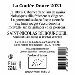 Budget 🔔 Barc & Vallée La Coulée Douce BIO, 2021 - Saint Nicolas de Bourgueil AOP - Rouge - 75 cl ⭐ -Vins Rouges Soldes 3760218911150 2